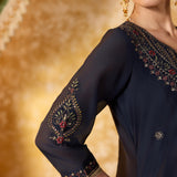 Mahira Deep Navy Embroidered Suit Set