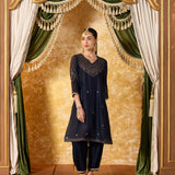 Mahira Deep Navy Embroidered Suit Set