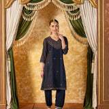 Mahira Deep Navy Embroidered Suit Set