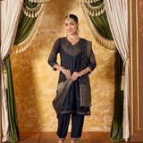 Mahira Deep Navy Embroidered Suit Set