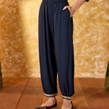 Mahira Deep Navy Embroidered Suit Set