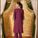 Vaidehi Berry Wine Embroidered Suit Set
