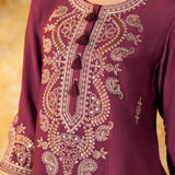 Vaidehi Berry Wine Embroidered Suit Set