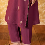 Vaidehi Berry Wine Embroidered Suit Set