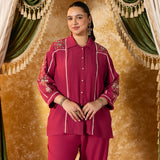 Kavya Crimson Red Embroidered Co-ord Set