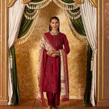 Aavika Vermillion Red Embroidered Suit Set