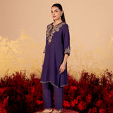 Meera Dim Purple Embroidered Kurta Set