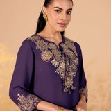 Meera Dim Purple Embroidered Kurta Set