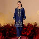 Ziva Dark Navy Embroidered Kurta Set