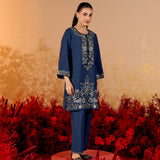 Ziva Dark Navy Embroidered Kurta Set