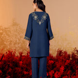 Ziva Dark Navy Embroidered Kurta Set