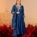 Aarini Aegean Blue Embroidered Suit Set