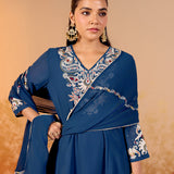 Aarini Aegean Blue Embroidered Suit Set