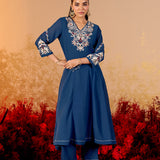 Aarini Aegean Blue Embroidered Suit Set