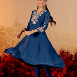 Aarini Aegean Blue Embroidered Suit Set