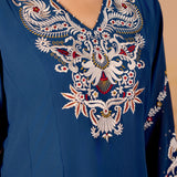 Aarini Aegean Blue Embroidered Suit Set