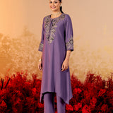 Navya Midnight Purple Embroidered Kurta Set