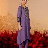 Navya Midnight Purple Embroidered Kurta Set