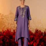Navya Midnight Purple Embroidered Kurta Set