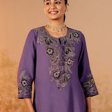 Navya Midnight Purple Embroidered Kurta Set