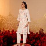 Anaya Floral Ivory Embroidered Suit Set