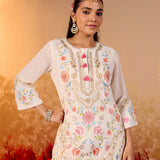 Anaya Floral Ivory Embroidered Suit Set
