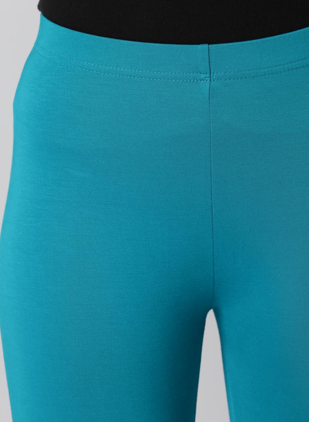 Turquoise Ankle Length Plain Legging - Lakshita