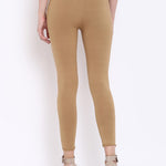 Beige Ankle Length Plain Legging - Lakshita
