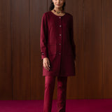 Eirene Maroon Monochrome Wool Coat
