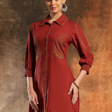 Paisley Embroidered Shirt Style Tunic