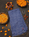 Indigo Blue Cotton Silk Dupatta with Bandhej Print