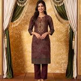 Saanika Dusky Red Printed Kurta Set