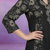 Grey Printed Cotton Panelled Kurta Set
