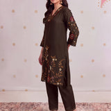 Aayat Subtle Brown Embroidered Kurta Set
