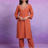 Amaira Orange Embroidered Kurta Set