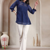 Ethnic Threadwork A-Line Georgette Kurti