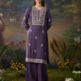 Khanak Lavender Zari Embroidered Kurta Set with Dupatta