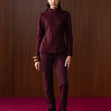Eirene Maroon Fur High-neck Jacket