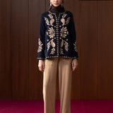 Niraaya Blue Emnroidered Cord Jacket