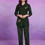 Green Rayon Straight Co-ord Set