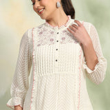 Ethnic Threadwork A-Line Georgette Kurti