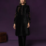 Iravya Black Embroidered Velvet Co-ord Set
