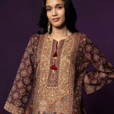 Kasturi Maroon Printed Jamawar Suit Set with Dupatta