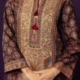 Kasturi Maroon Printed Jamawar Suit Set with Dupatta