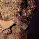 Kasturi Maroon Printed Jamawar Suit Set with Dupatta