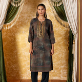 Saanika Coal Green Printed Kurta Set