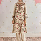Aafreen Floral Ivory Aari & Zari Embroidered Panelled Suit Set