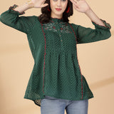 Ethnic Threadwork A-Line Georgette Kurti