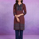 Maroon Printed Viscose Straight Co-Ord Set