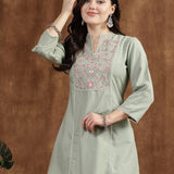 Cotton Linen Embroidered Kurta